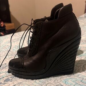 Yves Saint Laurent Black Wedge Shoes